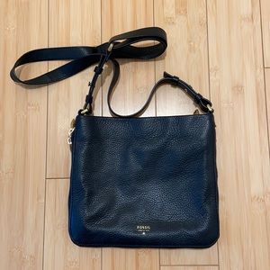 Fossil Black Leather Crossbody Bag